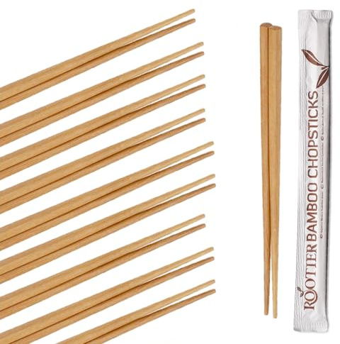 Tezraftaar® 100 Pairs Bamboo Chopsticks 9 (23cm) Individual Wrapped Wooden Chopstick for Chinese Japanese Asian Cuisine