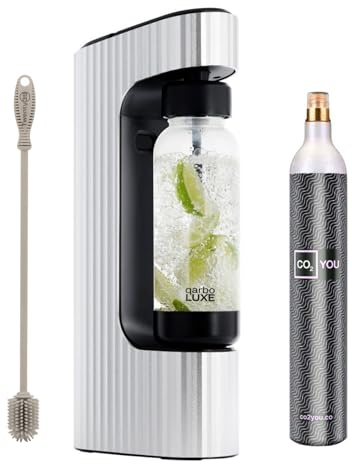 Twenty39 qarbo LUXE Premium Metal Sparkling Water Maker Machine with CO2 Cylinder (Silver)