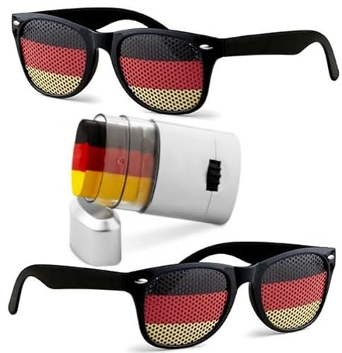 2 Stück Sonnenbrillen + Schminkstift Deutschland Fanartikel | EM 2024 Fanartikel | Fan Sonnenbrille | Fußball Fanartikel | Fußball Sonnenbrille EM Deutschland | Fußball Europameisterschaft