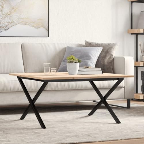 Homgoday Couchtisch X-Gestell Tischbeine Tischgestell Tischfusse Möbelfüße Tischkufen Tischgestell für Moderne Couchtisch, kafftisch, Wohnzimmer 90x90x45cm Massivholz Kiefer und Gusseisen