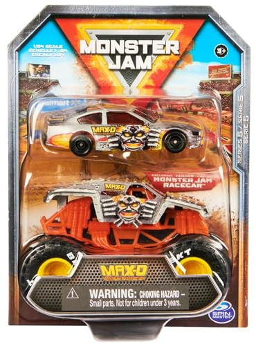 Monster Jam Paquete de 2 Monster Truck y Coche de Carreras a Escala 1:64 Oficial: MAX-D