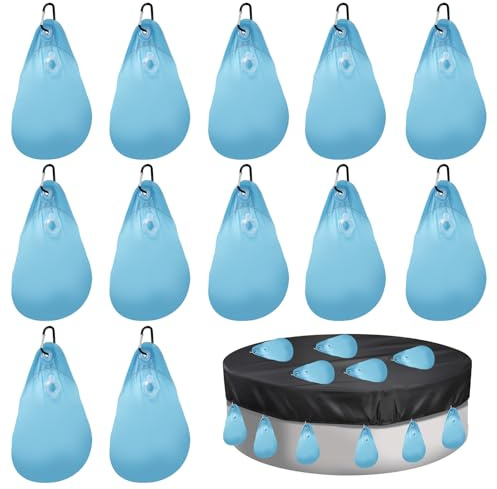 Yabound 12 Stück Poolabdeckung Gewichte Wassersack, Verdickt Pool Beschwerungssack, Wassersack für Poolabdeckung, Winter Pool Abdeckplane Beschwerungssack mit Haken (12)