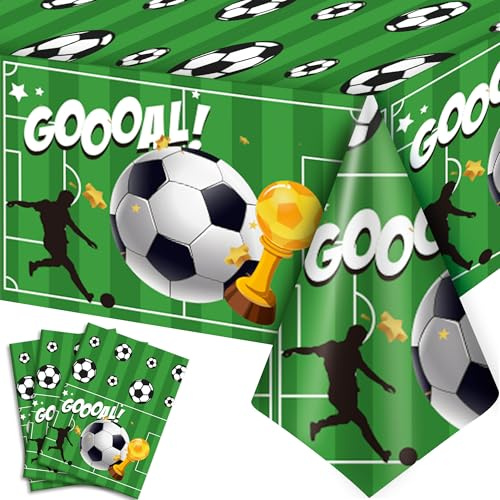 Fussball Tischdecke,3pcs Fussball Deko Geburtstag Kinder 137 x 274 cm Fussball Tischdecke Geburtstag für Fußball Deko Fussball Party
