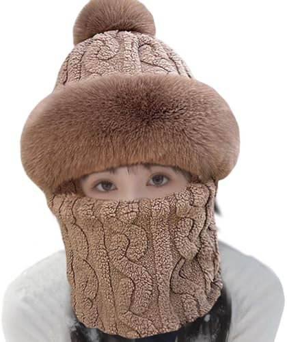Gestrickter Kapuzenschal, Winter-Hals- und Gesichtswärmer, bezaubernd, winddicht, trendig, warm, Beanie-Kapuzenmütze für kaltes Wetter, , Refer to description