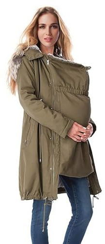 Umstandsjacke Winter 3 In 1 Vintage Umstandsmode Warm Winddicht Baumwolljacke Schwangerschaftsjacke Mit Babyeinsatz Tragemantel Taschen& Einstellbarer Kordelzug Winterjacke Oversize Tragejacke