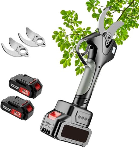 ZJHESXV Forbici elettriche con Asta di prolunga, Forbici elettriche Senza Fili, potatore Estensibile per Alberi, Taglio da 45 mm, Display LCD, per siepi, cespugli, frutteti, Senza Asta