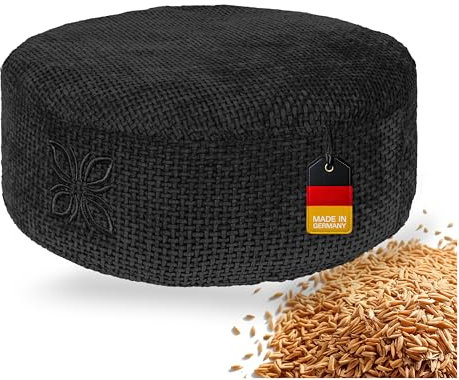 OMNANA® Cushy™ Meditationskissen rund – Sitzkissen 10cm/15cm/20cm hoch – Chenille Yogakissen mit Dinkelfüllung – Bodenkissen, Kissen für Meditation & Entspannung – Made in Germany