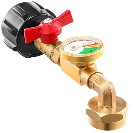 Propane Refill Adapter, 90-Degree Elbow Propane Adapter, Propane Bottle Refill Adapter, Propane Transfer Adapter With Gauge, Propane Refill Adapter For Camping, Thanksgiving Propane Adapter