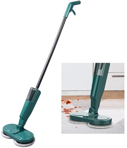 Lavapavimenti Elettrico per la Pulizia dei Pavimenti, Lavapavimenti a Doppia Rotazione Senza Fili con Spruzzatore D'acqua, Lavapavimenti Elettrico Motorizzato Portatile (green)