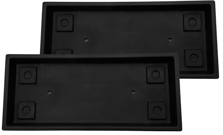 The HC Companies Lot de 2 soucoupes rectangulaires, Noires, 60 cm
