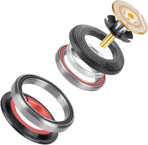 Ktsxxops Bicycle Headset Bike Front Fork Headset Tapered Tube 42 52MM, Mountain Bike Headset for 1-1/2in Standard Spine Fork, 1-1/8in Standard Straight Tube Front Fork, Aluminium Alloy