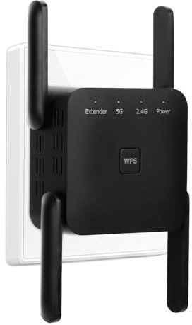 WLAN Verstärker 1200 Mbit/s WLAN Repeater Dual Band 2.4GHz + 5GHz mit Repeater Router Access Point Modus 4 Antennen Einfache Installation WiFi Extension Verstärker inkl