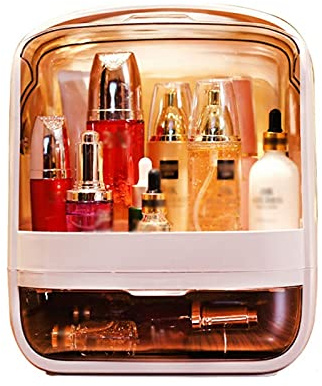 BSNANCA Makeup Organiser Storage Display Box Transparent Lid Cosmetic Display Rack Drawer Type Cosmetic Storage Box Desktop Dressing Table Skin Care Lipstick Storage Box Cosmetic Organisers (Grey)