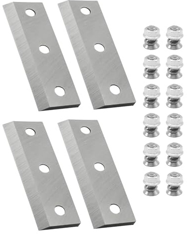 AWTURBO Lot de 4 lames de broyeur à bois avec vis compatibles avec Greatcircleusa GUO054 Mini broyeur à bois en acier, EFCUT C30, C30 Mini, C30 Lite et 3 en 1, déchiqueteuses, travaux de terrain