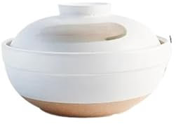 Cacerola Olla de sopa, cazuela de barro con mango, cacerola de cerámica, sartén de cocina resistente a altas temperaturas for estufa de Gas(White)