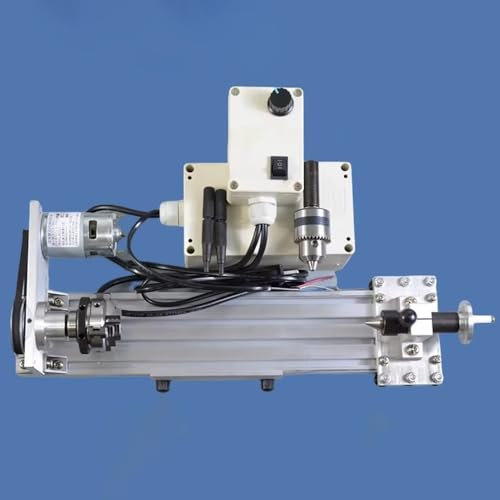 Mini Tornio per Legno con Motore 895, Mandrino a 4 Graffe da 50 mm, Foro Passante da 8 mm, Velocità Variabile 120-3600 Giri/min per Lavorazione del Legno di Precisione