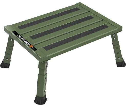 DEPSUNNY Sgabello regolabile per camper, regolazione in altezza a 3 livelli, gambe pieghevoli, ampia superficie antiscivolo, supporta fino a 0,5 kg, struttura in alluminio di alta qualità, facile da