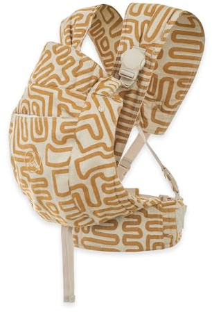 emma & noah Premium Babytrage – mitwachsend 3,5–15kg, ergonomisch, leise Magnetverschlüsse, gepolsterte Gurte & Hüftgurt, aus Bio-Baumwolle (Bohemian Gold)