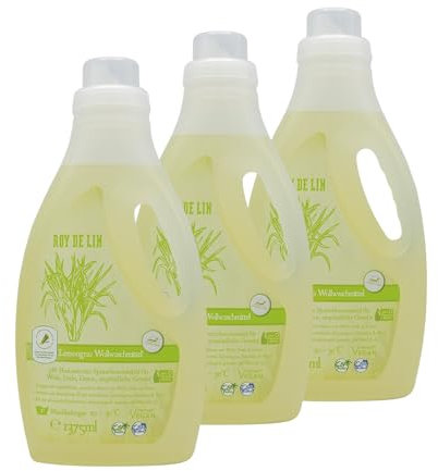 ROY DE LIN Wollwaschmittel Lemongras – Für empfindliche Gewebe wie Seide & Daune – Hergestellt in Österreich – Mit ätherischem Öl aus dem Zitronengras – Vegan, palmölfrei & mikroplastikfrei