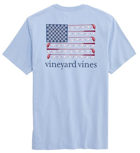 Vineyard Vines Men's Americana Golf Flag Short-Sleeve Pocket Tee, Jake Blue, XXL