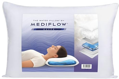 Mediflow Elite Daunenwasserkissen - 90% Daunenfüllung, verstellbares Schlafkissen, Kopfkissen für Seiten-, Rücken- und Bauchschläfer, Der ursprüngliche Erfinder des Wasserkissens (50 x 70 cm)