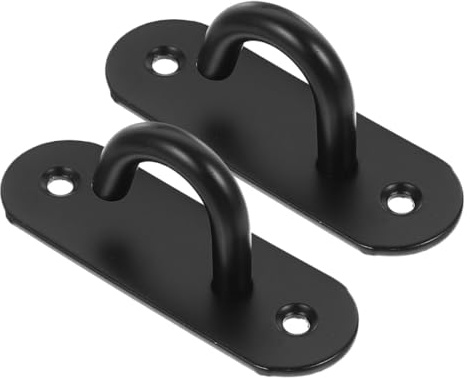 MUELODSIC 2pcs Stainless Steel Resistance Band Wall Anchors Large Open Hooks, Heavy Duty Yoga Strap Fixing Hangers for Home Gym and Training Bands, Black Wall Mount Hooks for Exercise