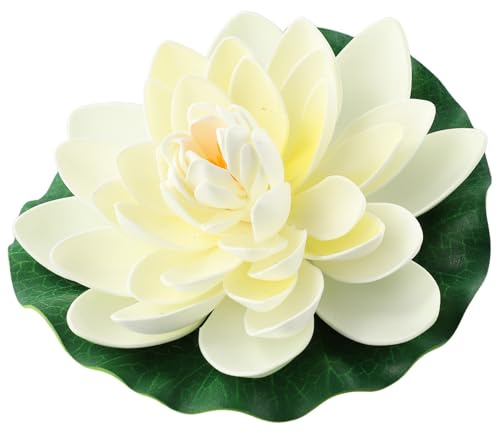 MoSundi Schwimmende künstliche Lotusblüten für Seerosen, Teich, Pool und Garten, weiß, Kunststoff, 2 große (18 cm) und 4 kleine (10 cm), 6 Stück