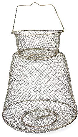 Zite Fishing Draht-Setzkescher Groß Aal Hering - Draht-Korb Rund aus Metall 60 x 40cm - Gefederter Deckel