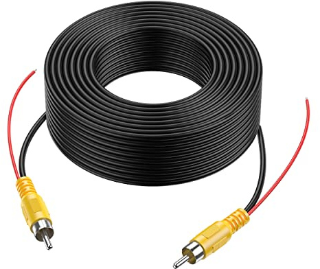 BGoodVision 15M Cinch RCA Phono Verlängerung Kable für Einparkhilfe Rückfahrkamera LKW Monitor Kamera CCTV 50FT Anschlusskabel mit Rot Erfassungsdraht Trigger