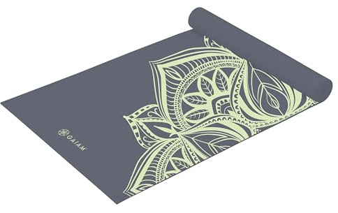 Gaiam Yoga Mat Premium Print Non Slip Exercise & Fitness Mat for All Types of Yoga, Pilates & Floor Workouts, Cool Mint Point, 68 inch L x 24 inch W x 5mm Thick