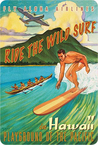 Hawaii Vintage-Postkarten-Set (30) – Wild Surf Spielplatz Pacific von Rick Sharp