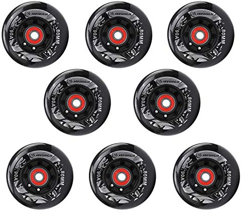 LZSSH 90A Inline Skates Wheel, Universal PU Ersatzrad Mit Lager 72mm 78mm 80mm Rad, für Erwachsene Kids Teens Anfänger Hockey Skates Wheel(80mm)
