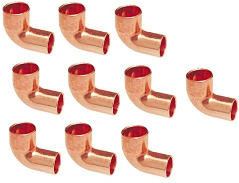 (10-pack) EZ-FLUID Plumbing 1 FTG X C LF Short Radius Wrot Copper Street 90 Degree Elbow Pressure Copper Fittings With Fitting x Sweat Solder Copper Pipe Connection For Residential,Commercial