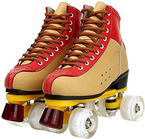 JianJud Damen Rollschuhe Stitching Zweifarbige Rollschuhe High-Top Zweireihig Rollschuhe Outdoor Rollschuhe Für Unisex Fun Glänzende Rollschuhe Für Erwachsene, Jungen, Mädchen B,45