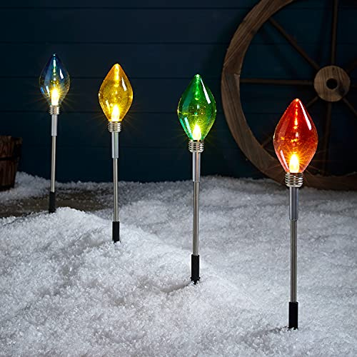 Lights4fun 4er Set LED Stableuchten Bunt Gartenbeleuchtung batteriebetrieben Garten Deko Balkon Weihnachts Deko Außen