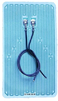 ASG Technik Spiegelheizung/Heizfolie mit Kabel, selbstklebende Beschichtung für einfache Montage, 20 Watt, 12 Volt Breite 105 mm x Höhe 180 mm, Niedervolt, 30-40 Grad, Frostschutz, LKW, PKW