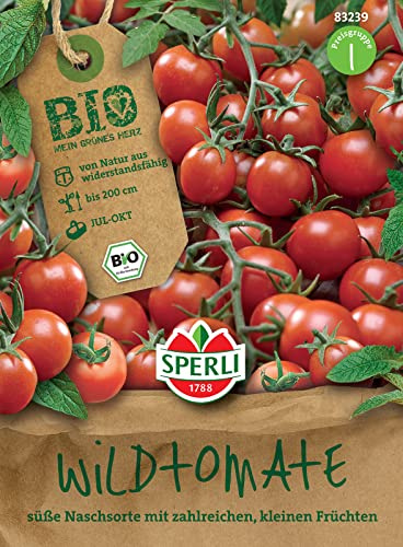 Sperli 83239 BIO Wildtomate, begeistern mit zahlreichen kirschgroßen Naschfrüchten die fruchtig-süß schmecken, robust und widerstandsfähig