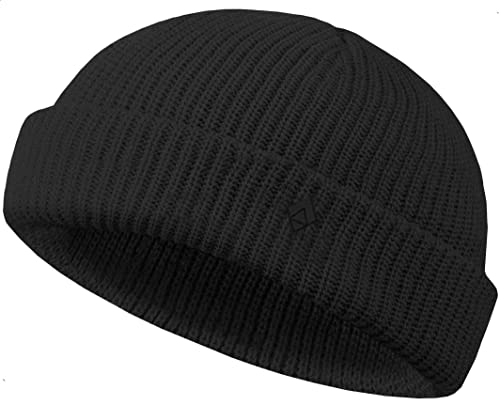 urban ace | Beanie Mütze, Haube | Docker Trawler | Frühling Herbst Winter | weich leicht | Damen Herren Unisex | dichter Stoff, doppellagig | optimale Passform, Seemannsmütze Fisherman (Black)
