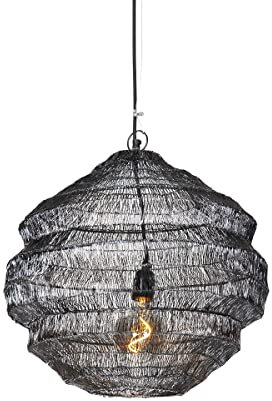 Qazqa - Orientalisch Orientalische Hängelampe I Pendellampe I Pendelleuchte schwarz 45 cm x 40 cm - Vadi I Wohnzimmer I Schlafzimmer - Stahl Rund - LED geeignet E27