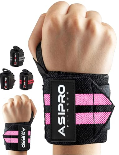 ASIPRO Handledsbandage fitness professionella handledsomslag handledsbandage för kalisteniker, bodybuilding & styrketräning fitness handledsskydd sportbandage handled par 2 (rosa och svart)