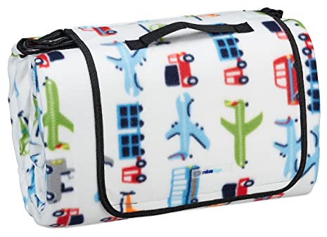 Relaxdays XXL picknickfilt, 300 x 200 cm, isolerad, vattentät, fleece-strandfilt, campingfilt, bärhandtag, färgglatt