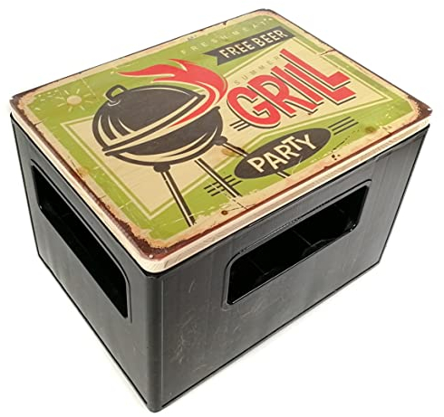 bierkasten-sitz Outdoor Hocker, Vintage Sitzauflage aus Holz für Getränkekisten mit Grillparty als Geschenkidee