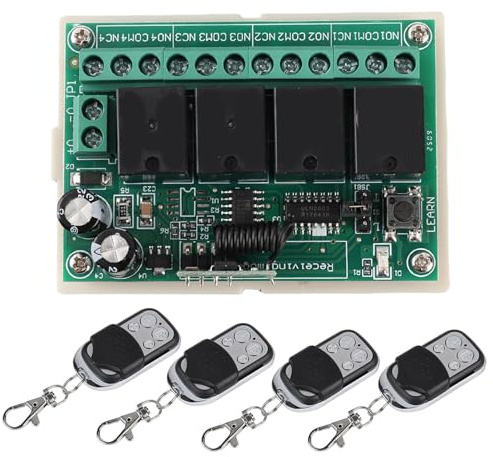 Interruptor de Control Remoto Universal de 433 Mhz, Interruptor de Control Remoto Multifunción de 4 Vías Receptor de Interruptor de Relé Inalámbrico Kitchen