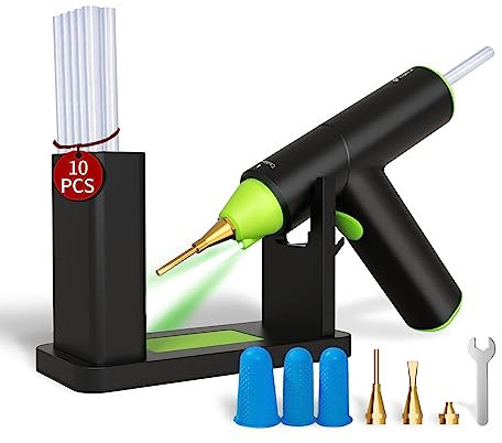 Pistola Colla a Caldo, Pistola a Caldo Senza Fili, Ricaricabile Riscaldamento Rapido con 3 Ugelli 10pcs Colla Stick Mini Pistola Incollatrice per Fai da Te Artigianato Casa Ufficio Riparazioni (Nero)