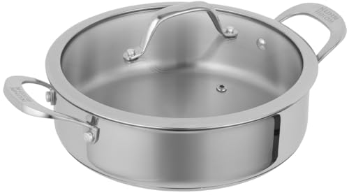 Kuhn Rikon Allround Uncoated Shallow Casserole Pot 28cm/5L Oven Safe Cooking Pan with Lid. Induction Cooking Pot. Casserole Dishes with Lids Oven Proof – Lifetime Kuhn Rikon Cookware Guarantee