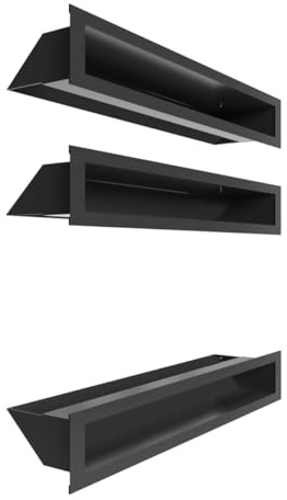 KRATKI LUFT 9X60cm Rejilla de chimenea Simple Set para chimenea con vidrio recto 3 piezas
