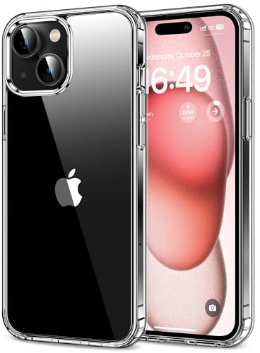 HOOMIL Crystal Clear Hülle für iPhone 15, Nie Vergilbung Durchsichtig Handyhülle Stoßfest Schutzhülle - Transparent