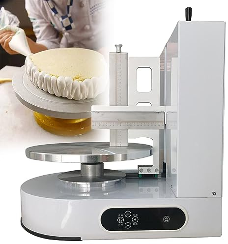 NYANS Machine à Étaler Crème Gâteau Automatique, Machine à Lisser Revêtement Gâteau, Machine à Étaler la Crème de Gâteau d'anniversaire Électrique, pour Faire des Gâteaux de 4 à 12 Pouces,White