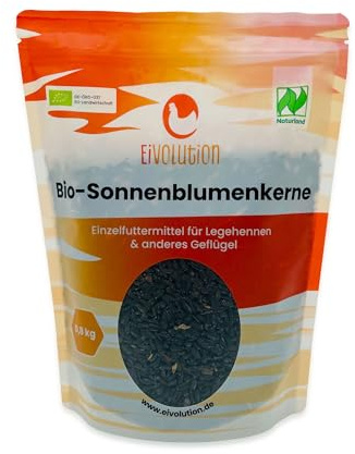 Eivolution Bio-Sonnenblumenkerne 800g - Probiergröße – Ideal für Meisenknödel & Futterspender – Hühner- & Wildvogelfutter – Natürlich, Energiereich, Gentechnikfrei, Winterfutter