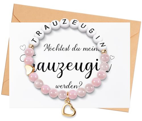 Otuuz Trauzeugin Brautjungfer Geschenk Trauzeugin Fragen Stretch Armband Möchtest Du Meine Brautjungfer Werden Karte mit Umschlag Hochzeit JGA Schmuck